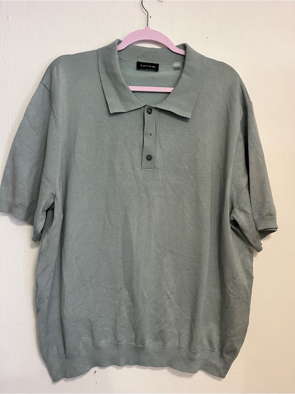 Tahari Men's Sage Green Polo Shirt xxL light blue